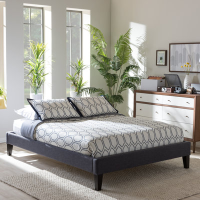 bed upholstered platform frame studio fabric baxton queen headboard king without lancashire beds legs headboards contemporary grey modern tapered zoom